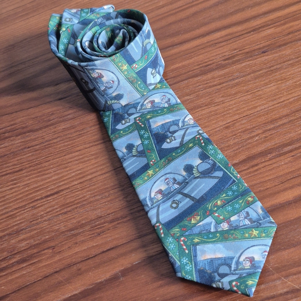 Rick And Morty Green Blue Christmas Tie